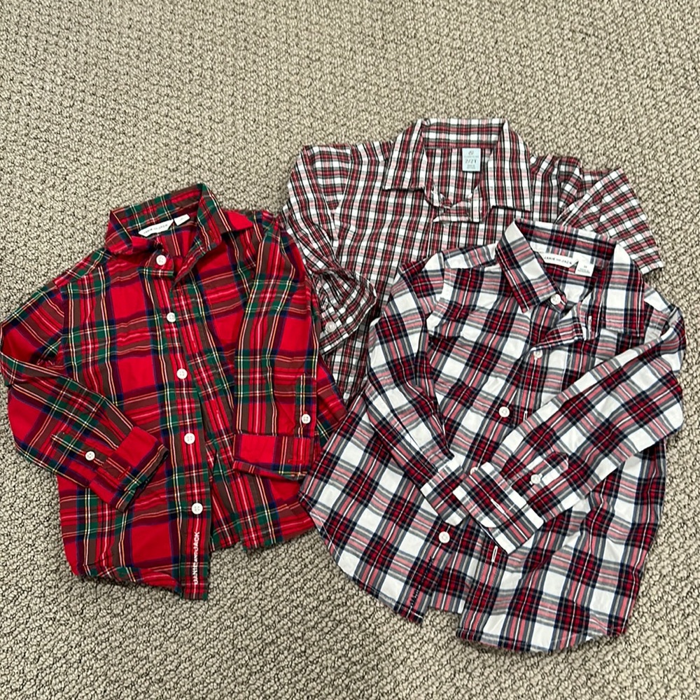 Christmas outfit bundle -2T button down shirts red plaid